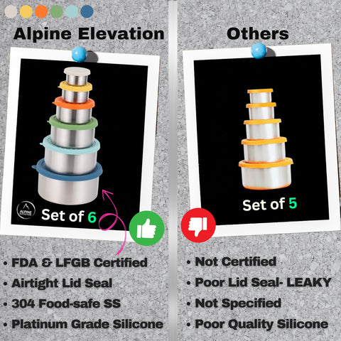 Alpine Elevation contenedor acero 23oz ideal para snacks y dips sin derrames.