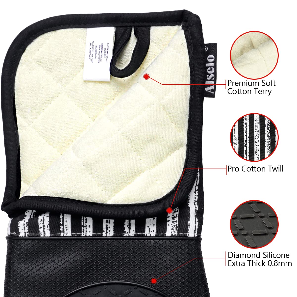Guantes Alselo impermeables, fáciles de limpiar y reutilizables.