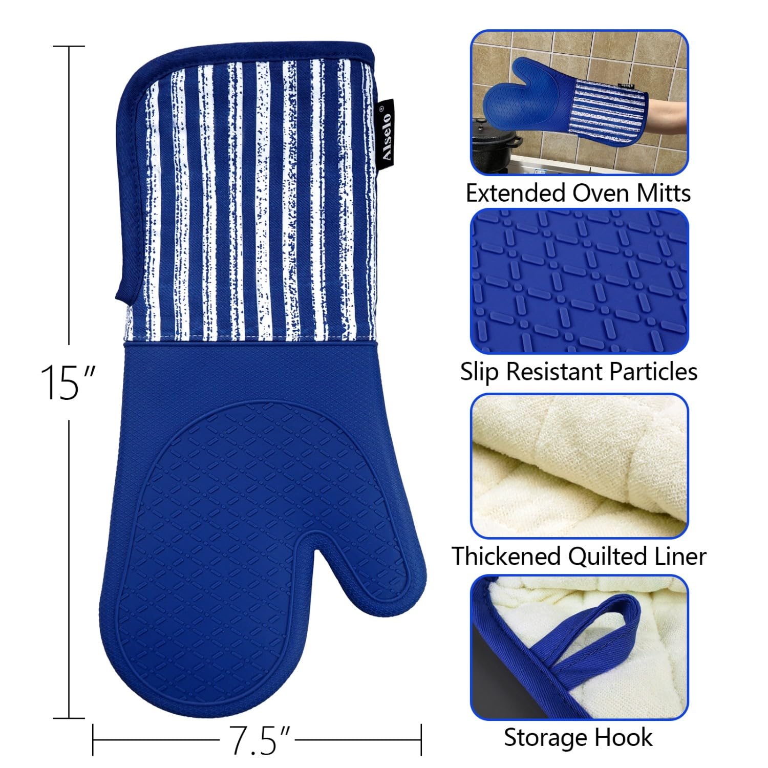 Guantes Alselo antideslizantes con textura diamante para agarre seguro.