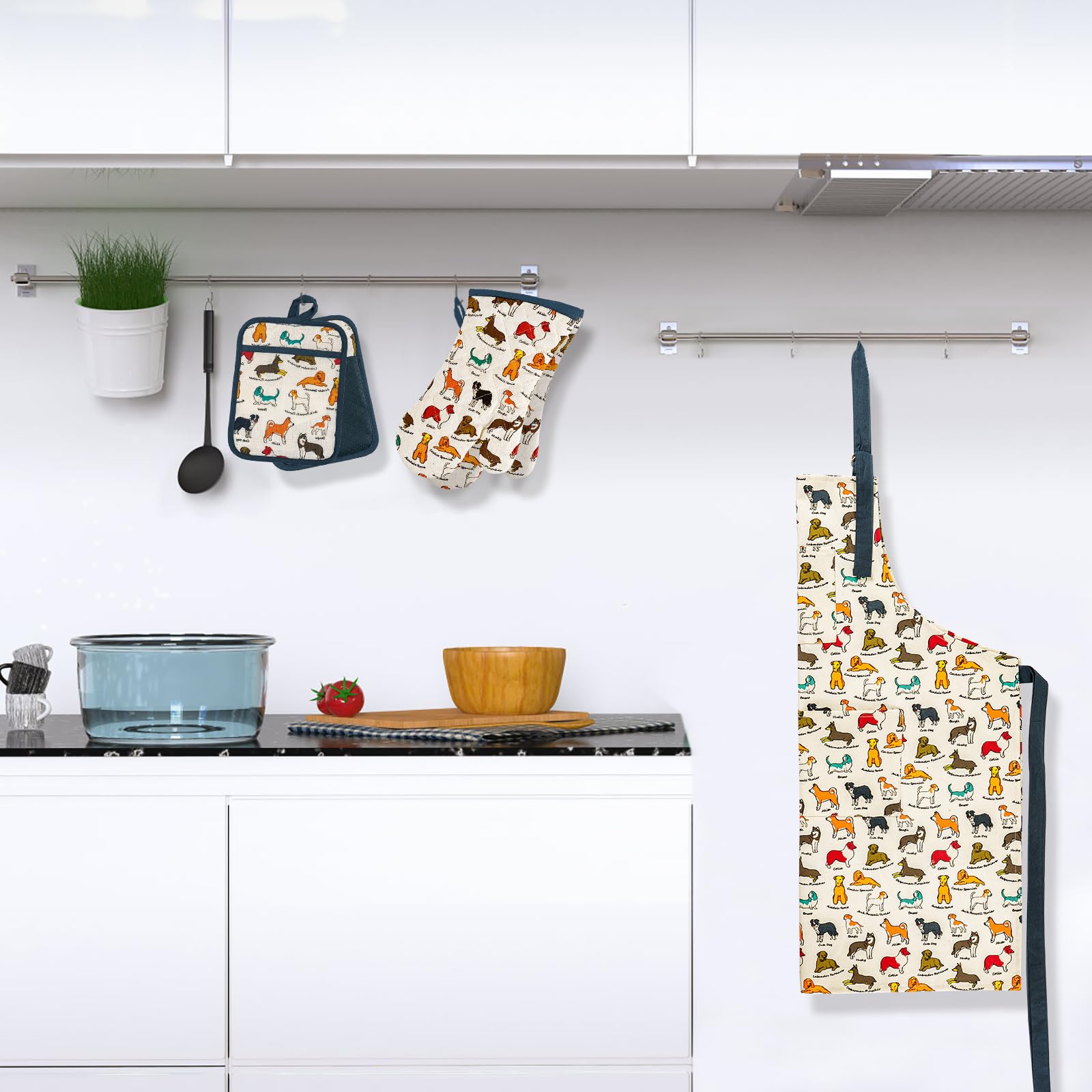 alselo uso-diario-cocina-perro-flor diseño colorido ofrece protección