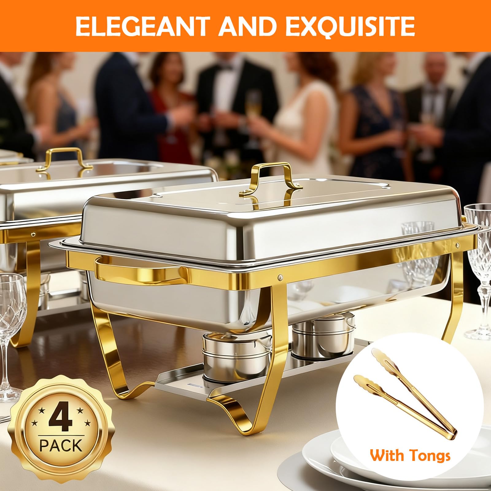 ALSO GO recipientes calentadores buffet dorados para 9QT y servicio