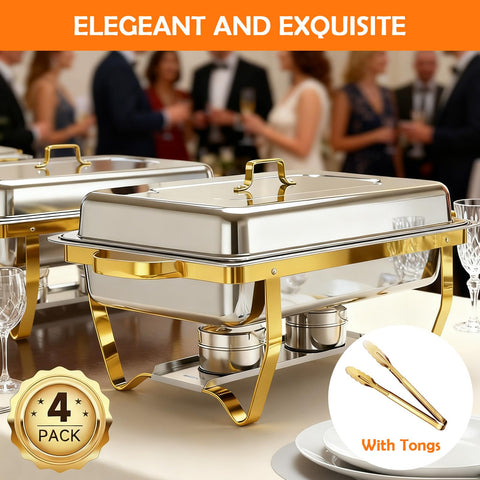 ALSO GO recipientes calentadores buffet dorados para 9QT y servicio