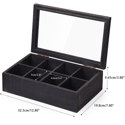 Interior de la caja de té Alsonerbay con 8 divisiones para ordenar bolsitas