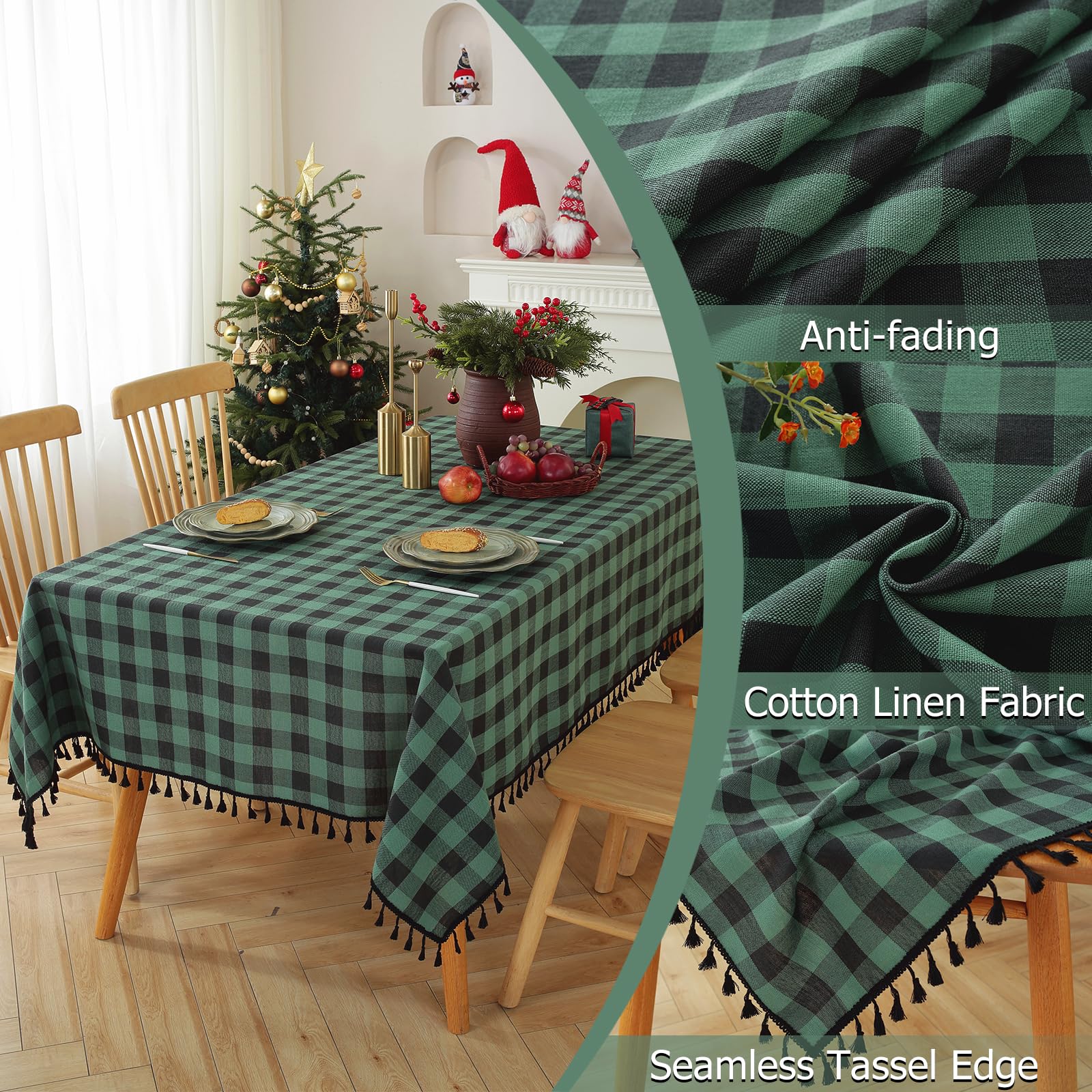 Mantel verde y negro de Alsoo, perfecto para cenas y reuniones en casa.
