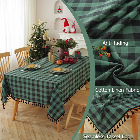 Mantel verde y negro de Alsoo, perfecto para cenas y reuniones en casa.