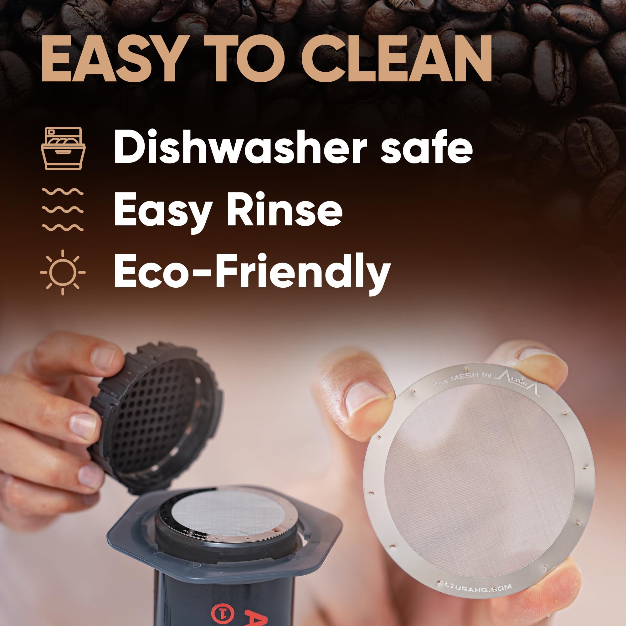 ALTURA MESH para viajes: filtro reutilizable para AeroPress y menos residuos.