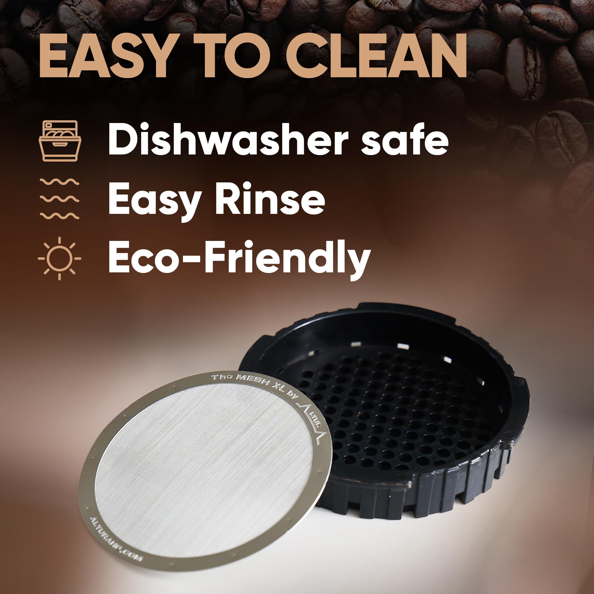 Altura MESH XL en AeroPress, ideal para viajeros que buscan cero residuos.