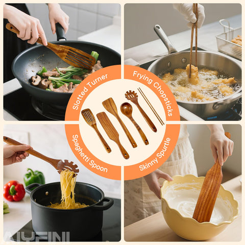 Alyfini palillos de cocina de madera, duraderos y seguros