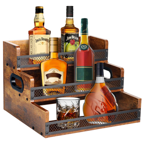 Alyoen estante licor 3 pisos muestra botellas con diseño estable para bar en casa