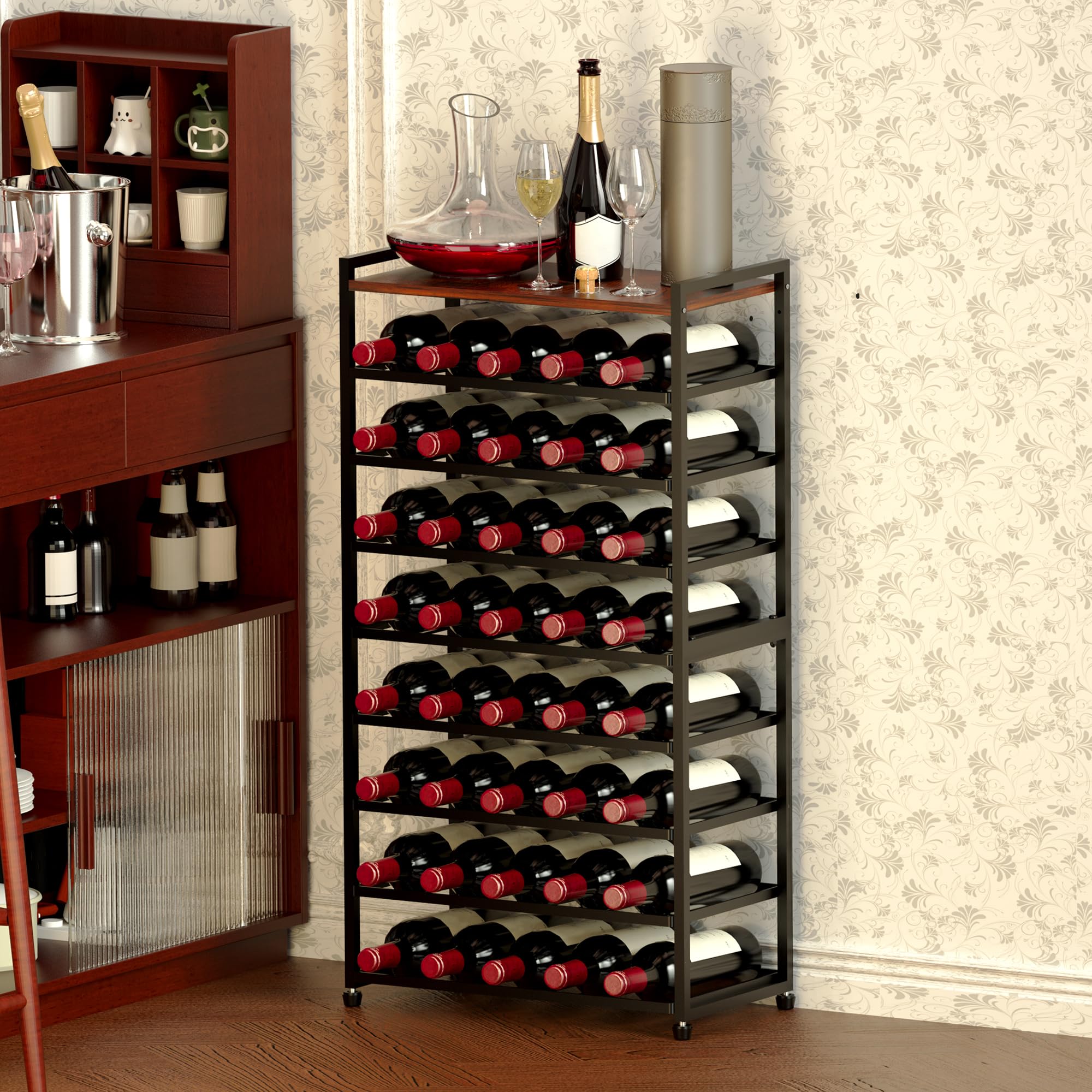 Estante Alytree para 40 botellas, almacenamiento estable para sala o cocina.