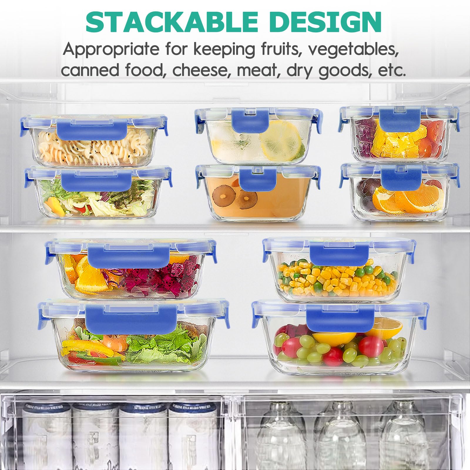 AMALEKO: contenedor de vidrio rectangular 35oz, almacenamiento espacioso para familias.