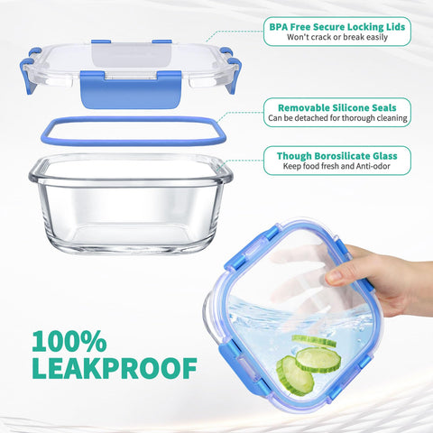 AMALEKO: contenedor de vidrio redondo 13.5oz, perfecto para porciones de almuerzo fáciles de calentar.