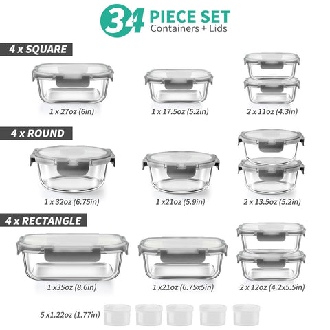 AMALEKO envases de cristal apilables para ahorrar espacio en la cocina.