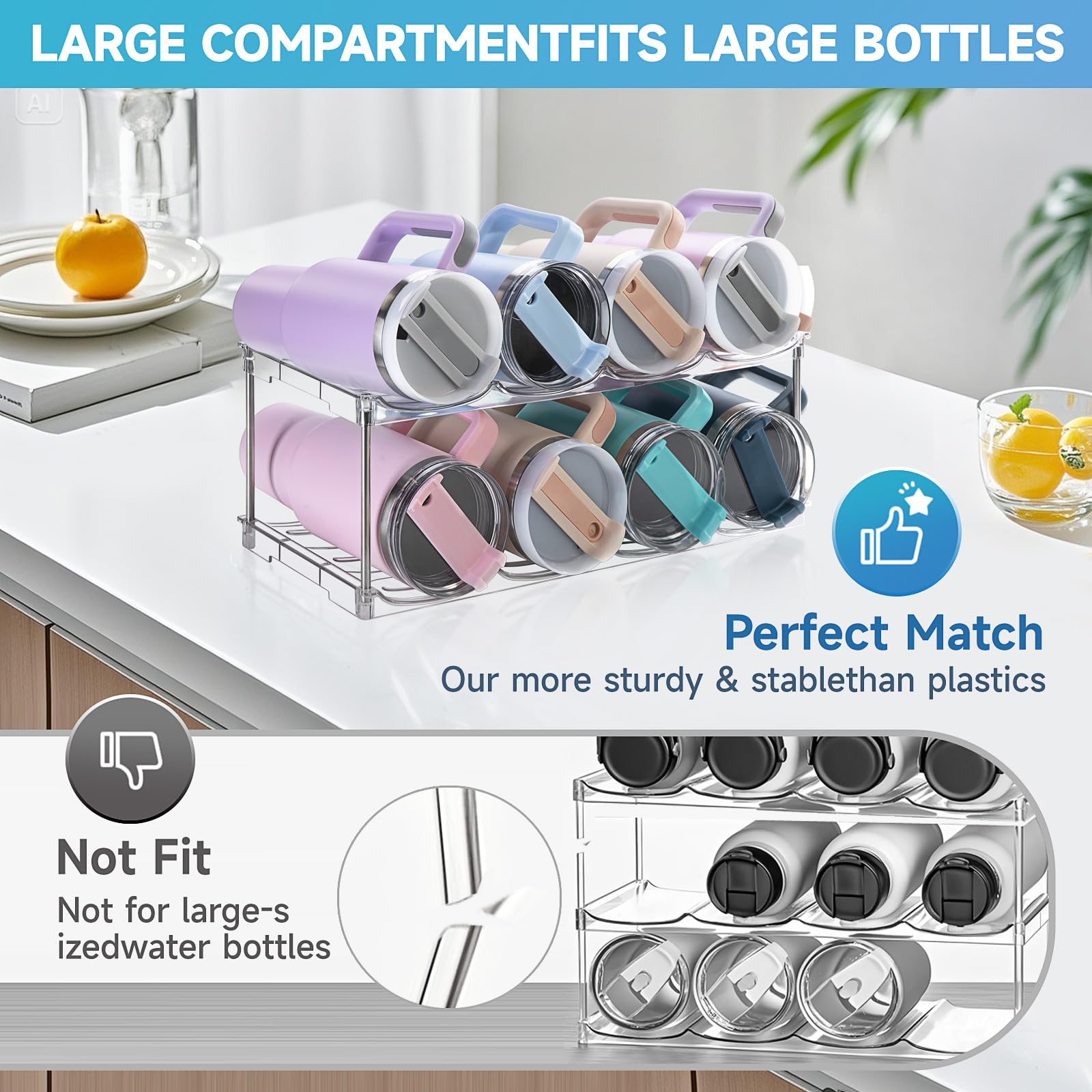 Acceso fácil a botellas individuales sin mover otras.