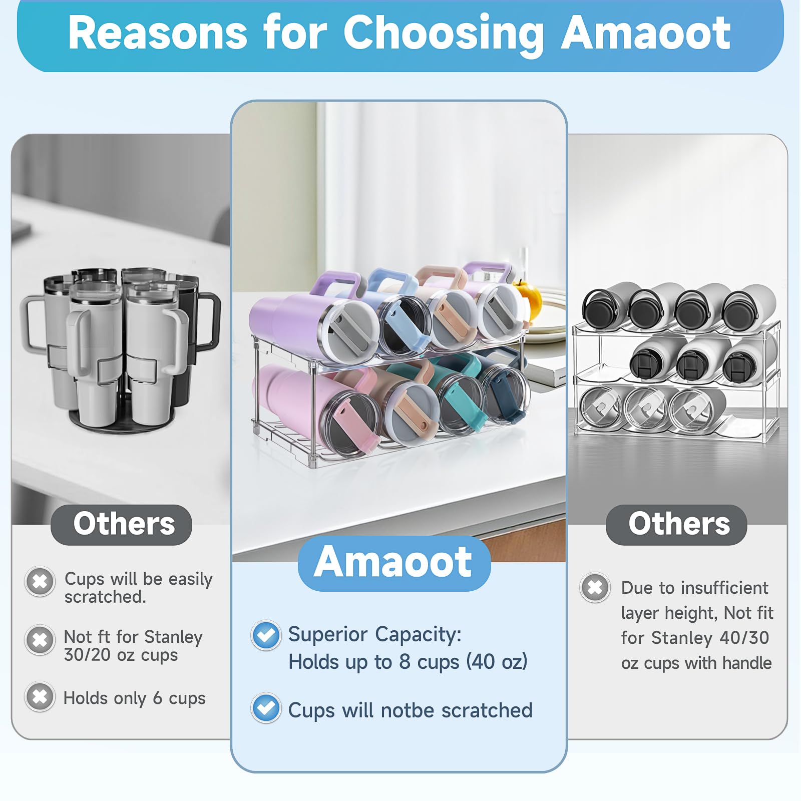 Diseño apilable para armario de cocina, ahorro de espacio con Amaoot.