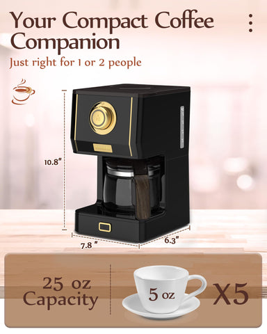 Cafetera Amaste en negro Arabica, estilo sobrio y moderno.