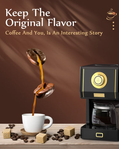 Diseño compacto de cafetera Amaste, se adapta a cocinas pequeñas.