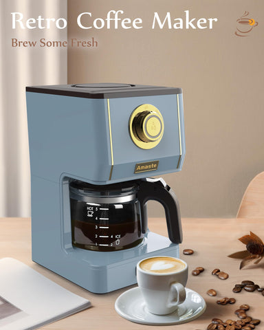 Amaste cafetera retro con filtro reutilizable reduce residuos y costos de consumibles.