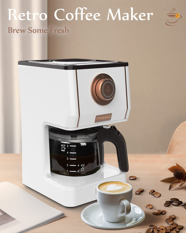AMASTE máquina de café retro con filtro reutilizable para ahorro y menos residuos