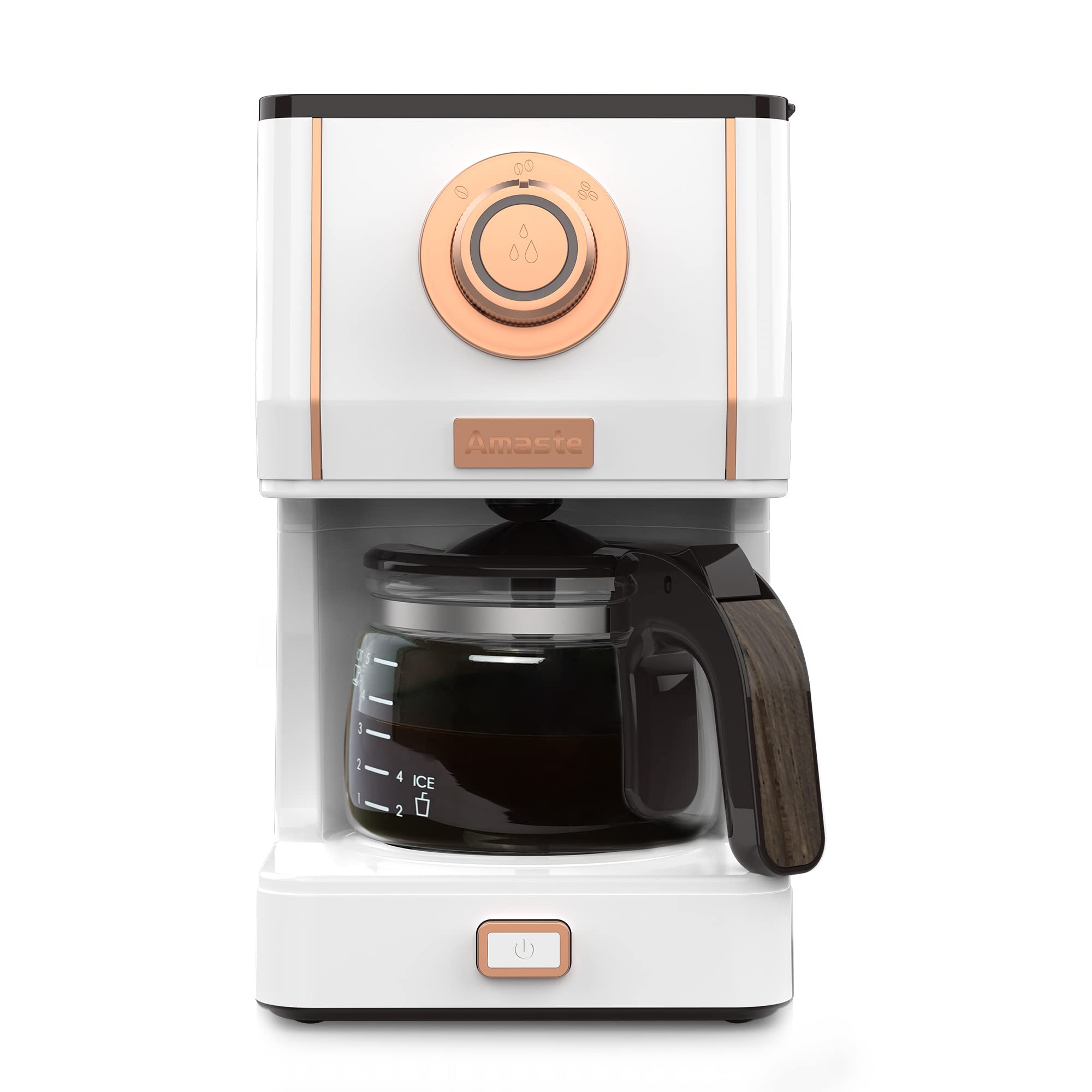 AMASTE máquina de café retro con jarra de vidrio de 25 onzas, ideal para despertar aromas en casa