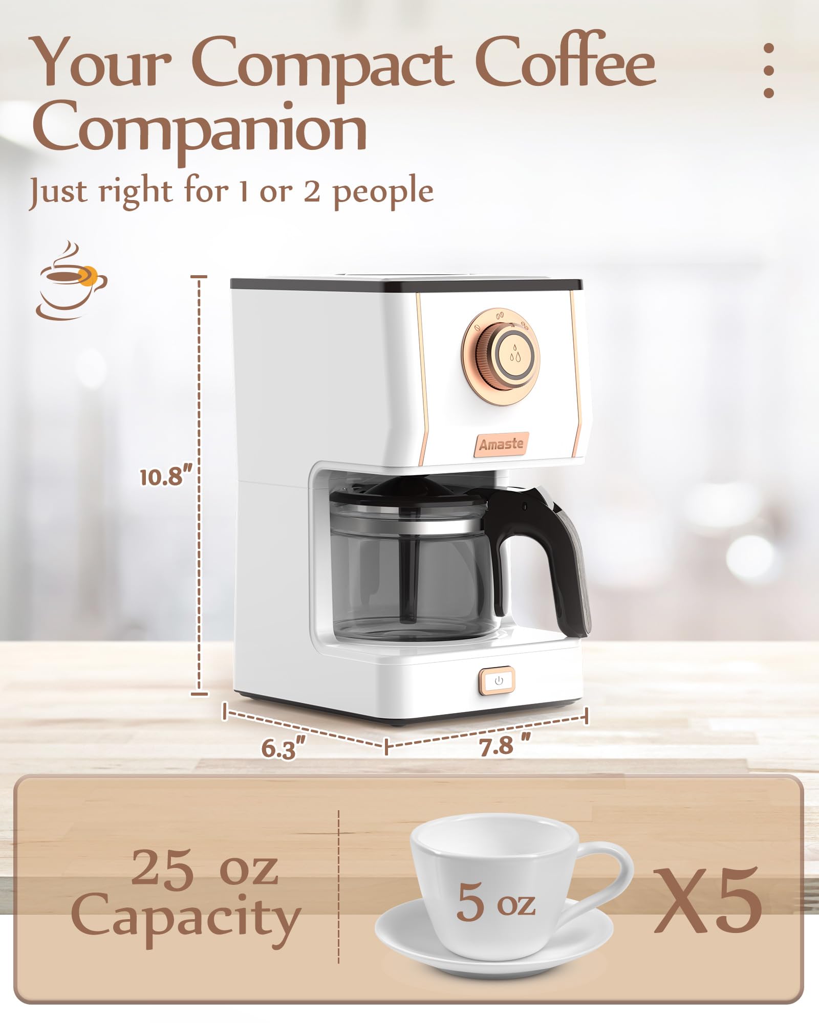 AMASTE máquina de café retro con medidores de nivel para verter con precisión