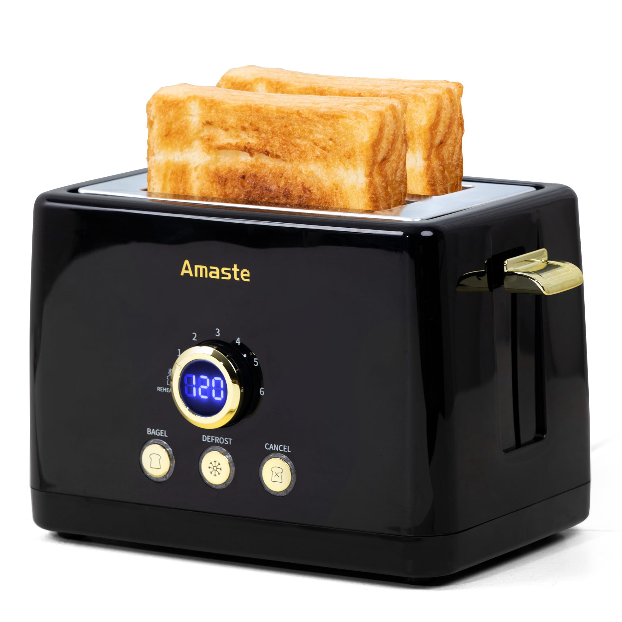 Tostadora Amaste 2 Rebanadas con pantalla LED y progreso del tostado