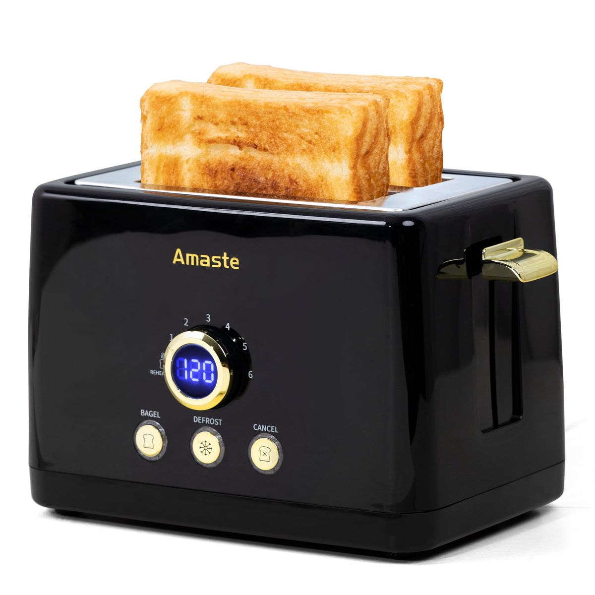 Tostadora Amaste 2 Rebanadas con pantalla LED y progreso del tostado