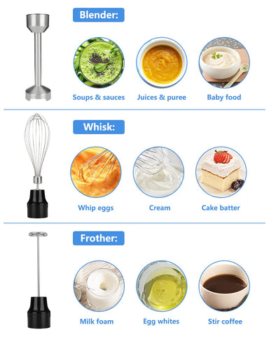 Amateys batidora de mano 3 en 1 para smoothies, cremas y café.