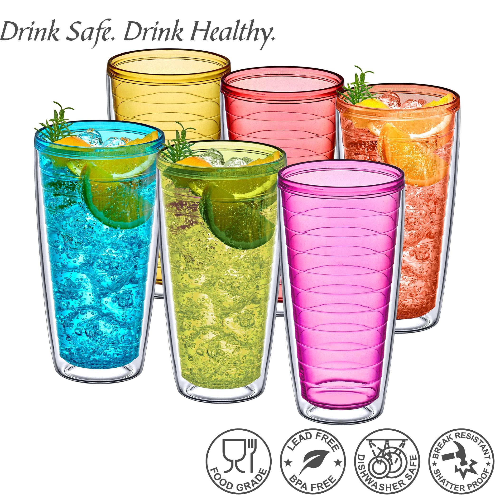 Amazing Abby Alaska 24oz, vasos de colores mixtos con diseño moderno para cualquier ocasión.