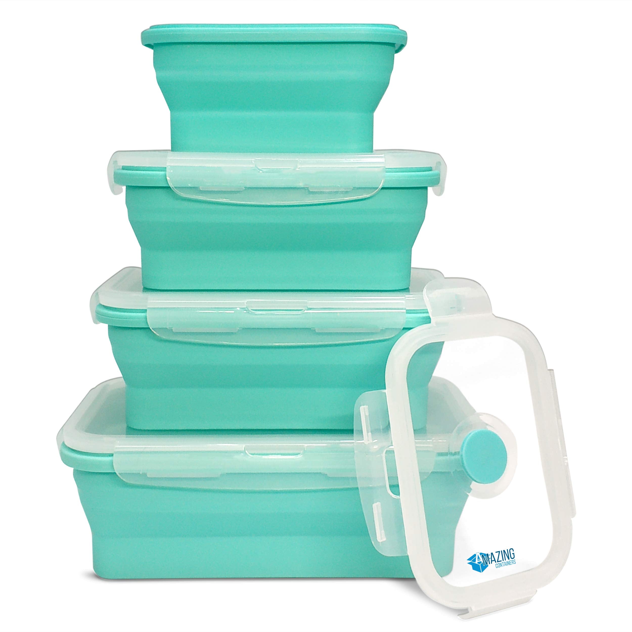 AMAZING CONTAINERS: contenedores silicona plegables con tapas, ideal para guardar snacks.
