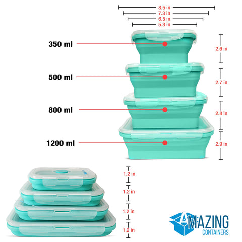 AMAZING CONTAINERS: juego de 4 tamaños 350–1200 ml para comidas y sobras.