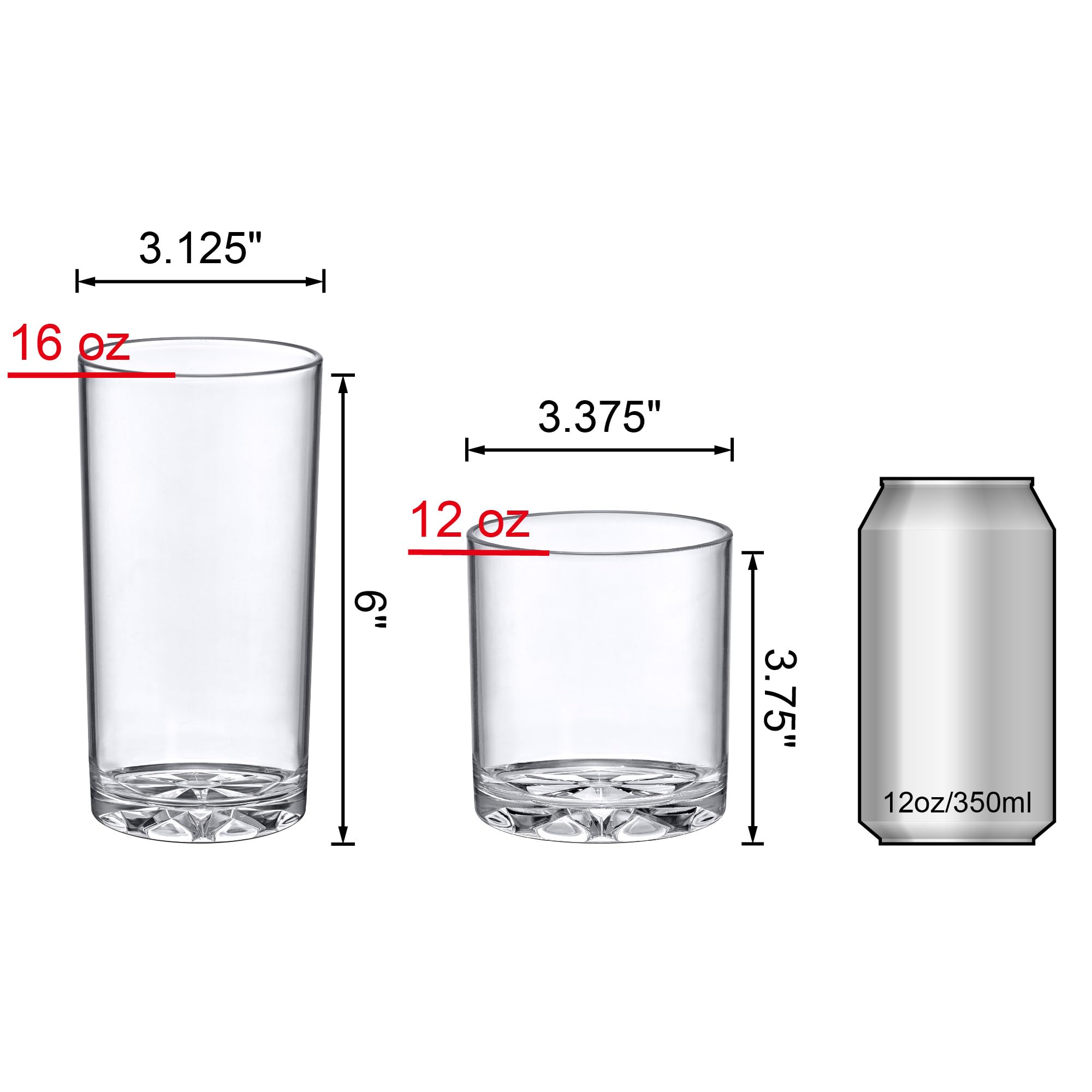 Vaso plástico Amazing Abby Liberty de 12 onzas para bebidas frías y jugos.