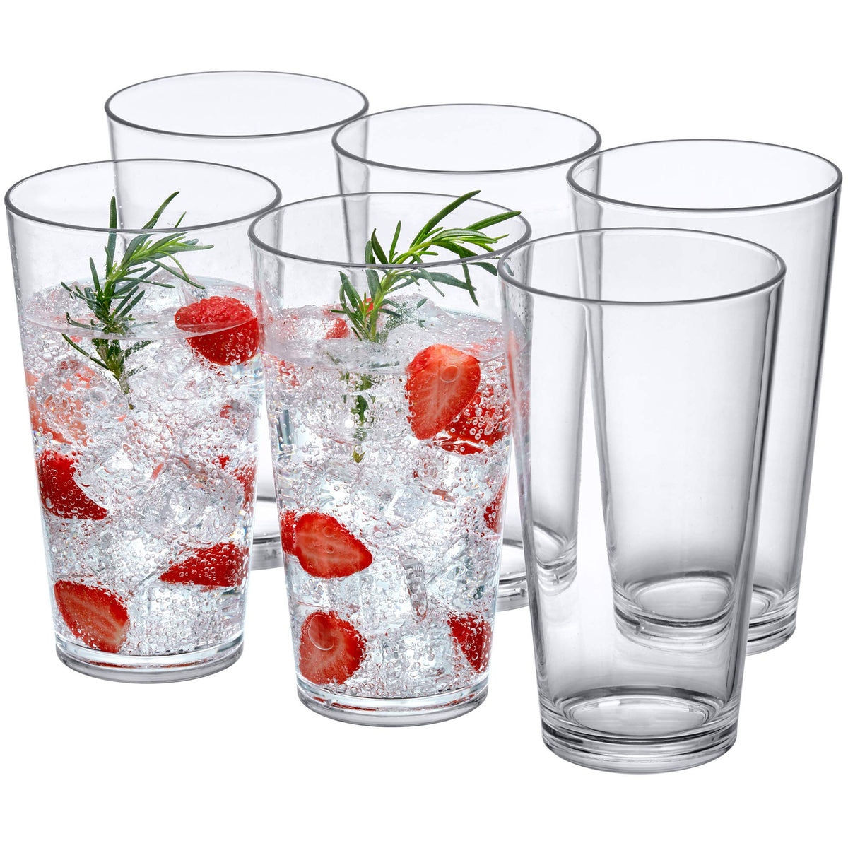 Vasos Amazing Abby Serenity 30 onzas, juego de 6, transparentes y aptos para fiestas.