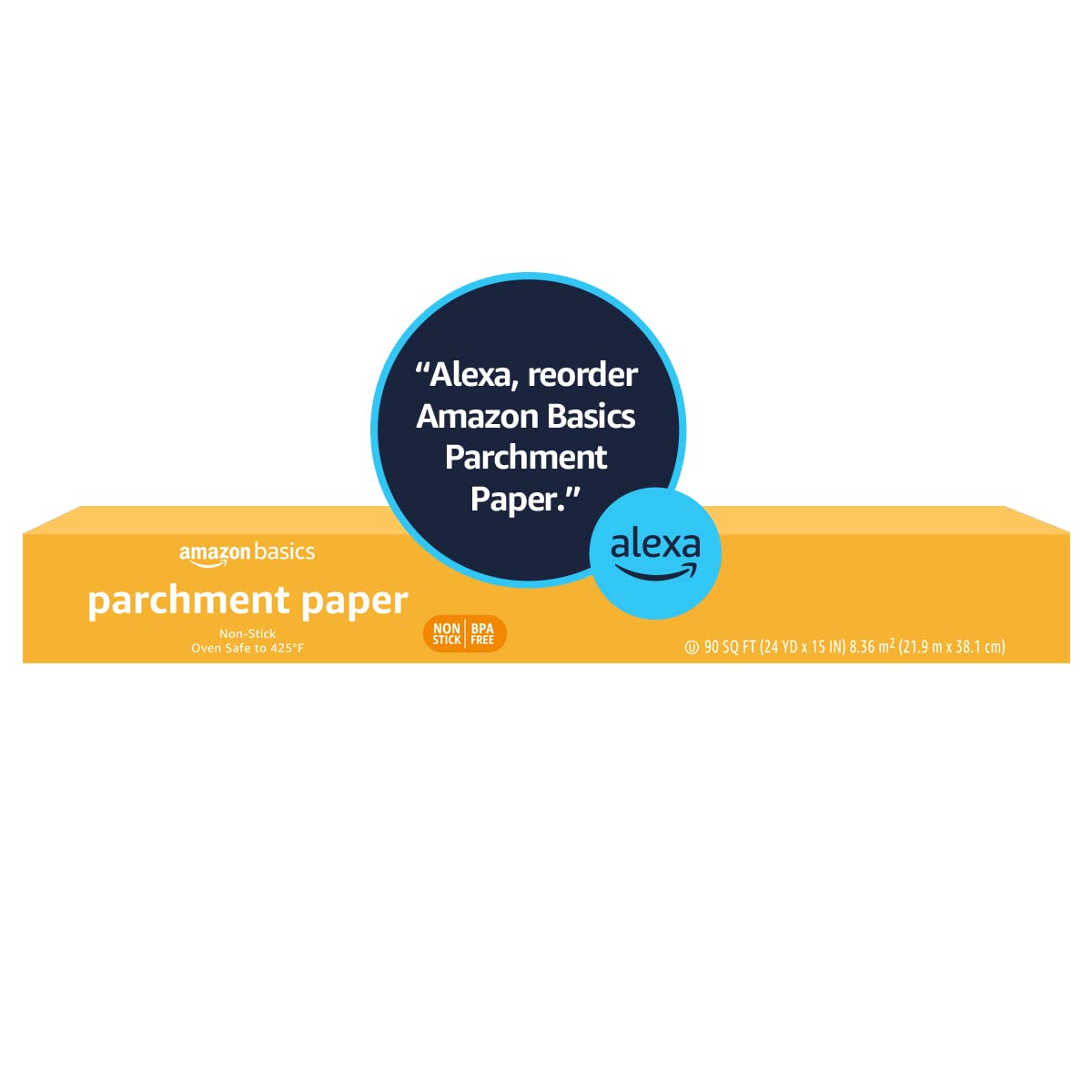 Amazon Basics escena de cocina con el rollo listo para hornear y limpiar rápido