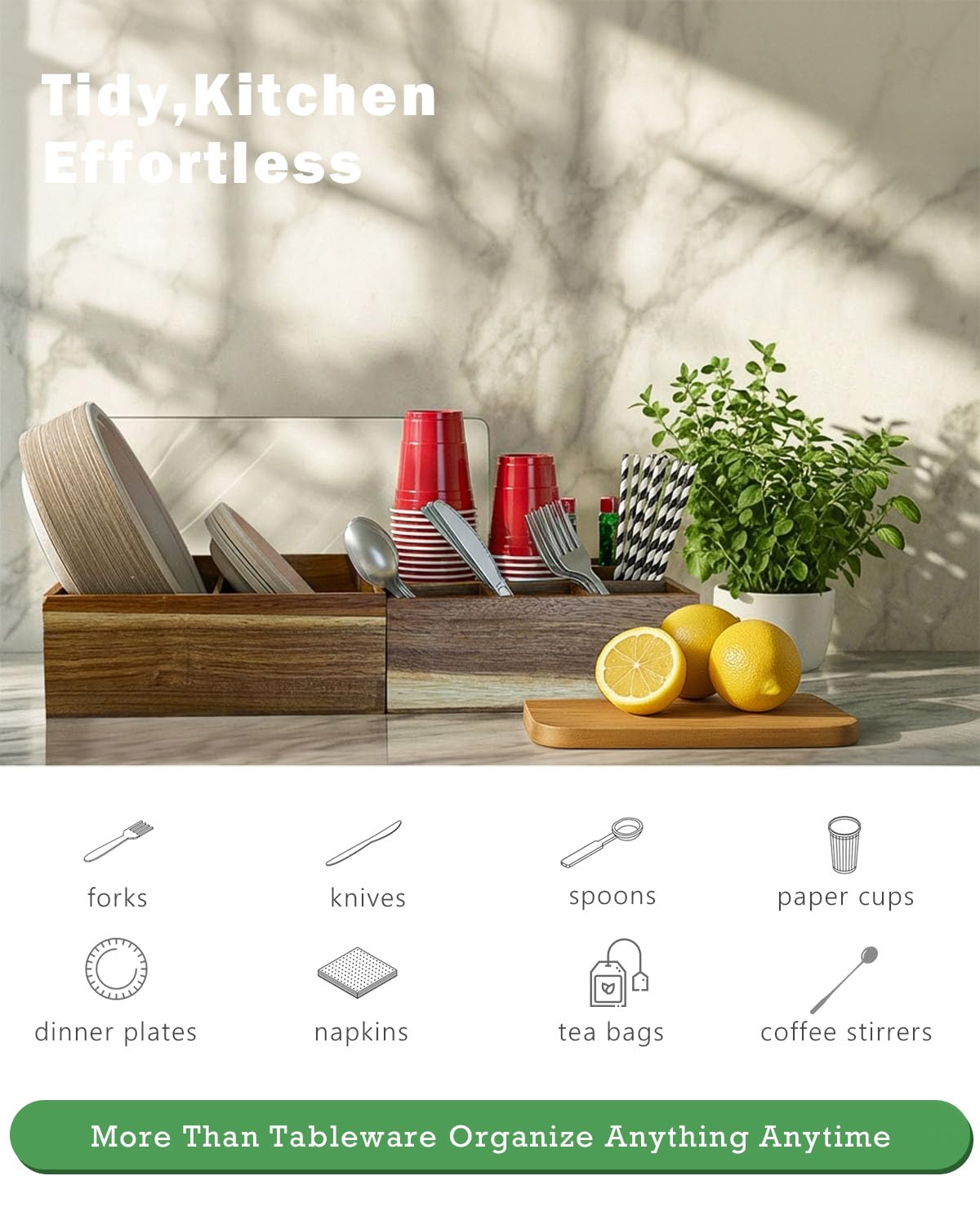AMBER IMPRINT organizador-platos acacia-capacidad-100, ideal para banquetes.