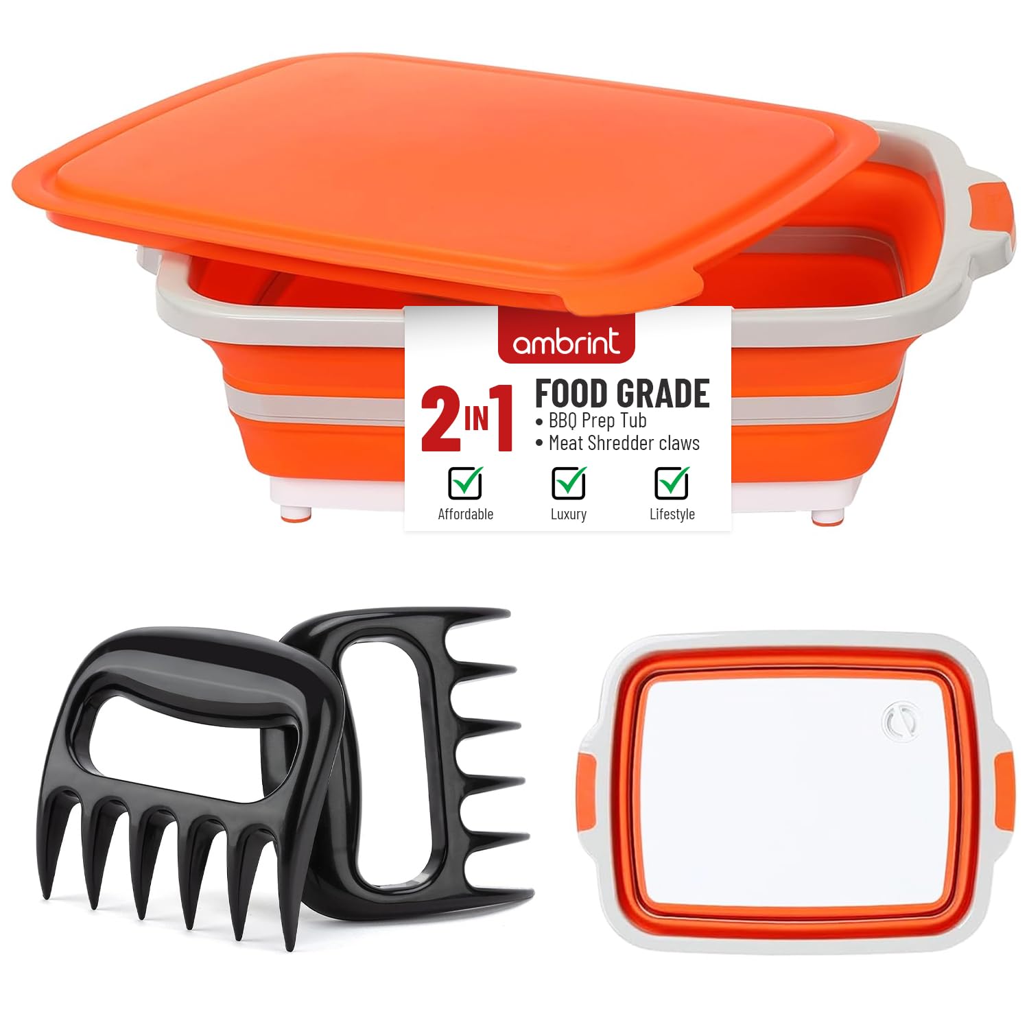 AMBRINT tub de 8L con tapa segura para marinar y conservar frescura.