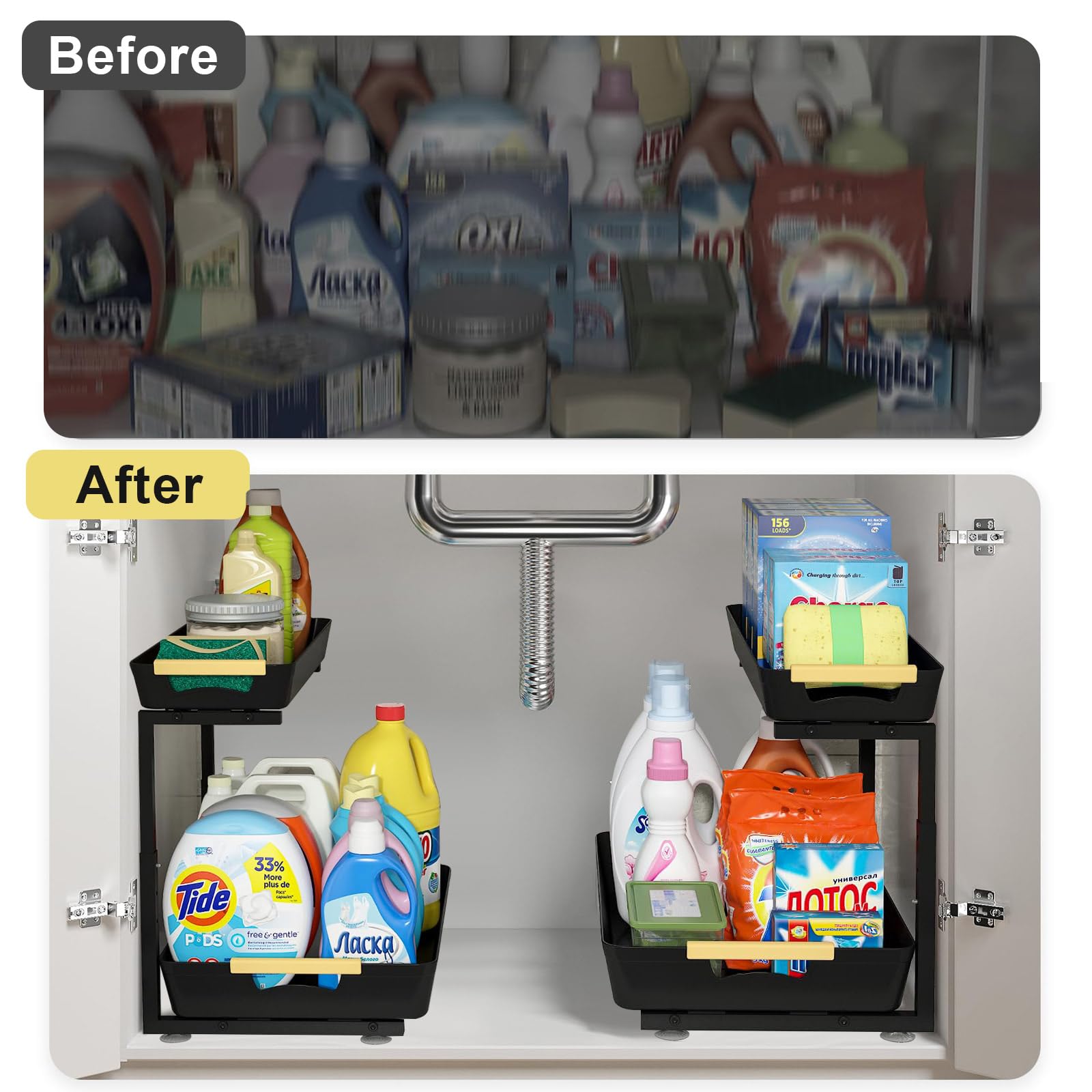 AMEDELE altura ajustable para almacenar objetos altos bajo el lavabo