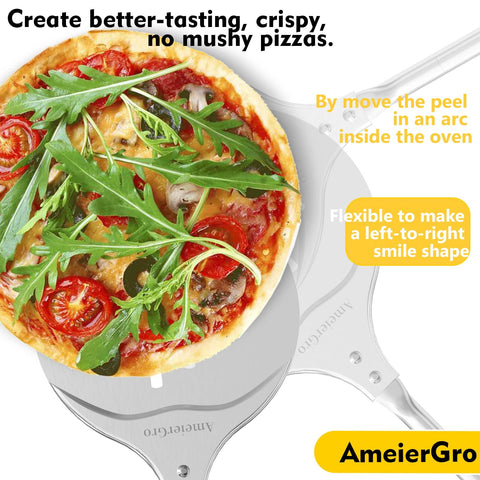 AmeierGro accesorio para horno mejora el manejo y la transferencia de pizzas.