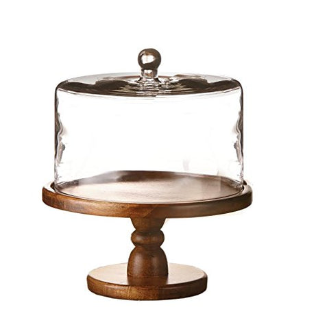 American Atelier Madera: plato pedestal con domo para presentación elegante de pasteles