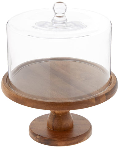 American Atelier pedestal-madera-con-tapa para pasteles y postres, presentación elegante.