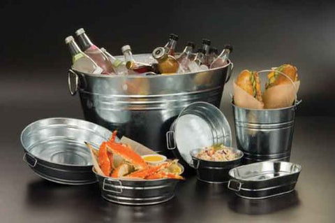 Cubeta galvanizada American Metalcraft con diseño clásico para condimentos