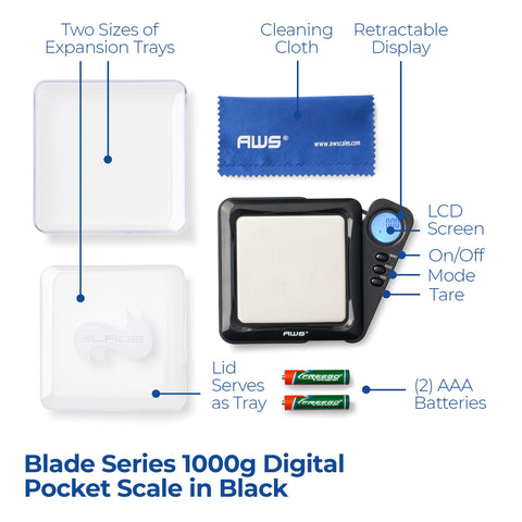 Blade Series de American Weigh Scales, lectura precisa de 0.1 g para gemas.