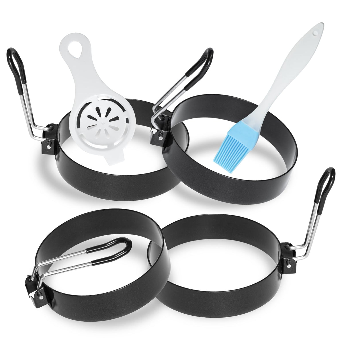Ameupin anillos para huevo 3.5 pulgadas en sartén, forma uniforme para desayunos.
