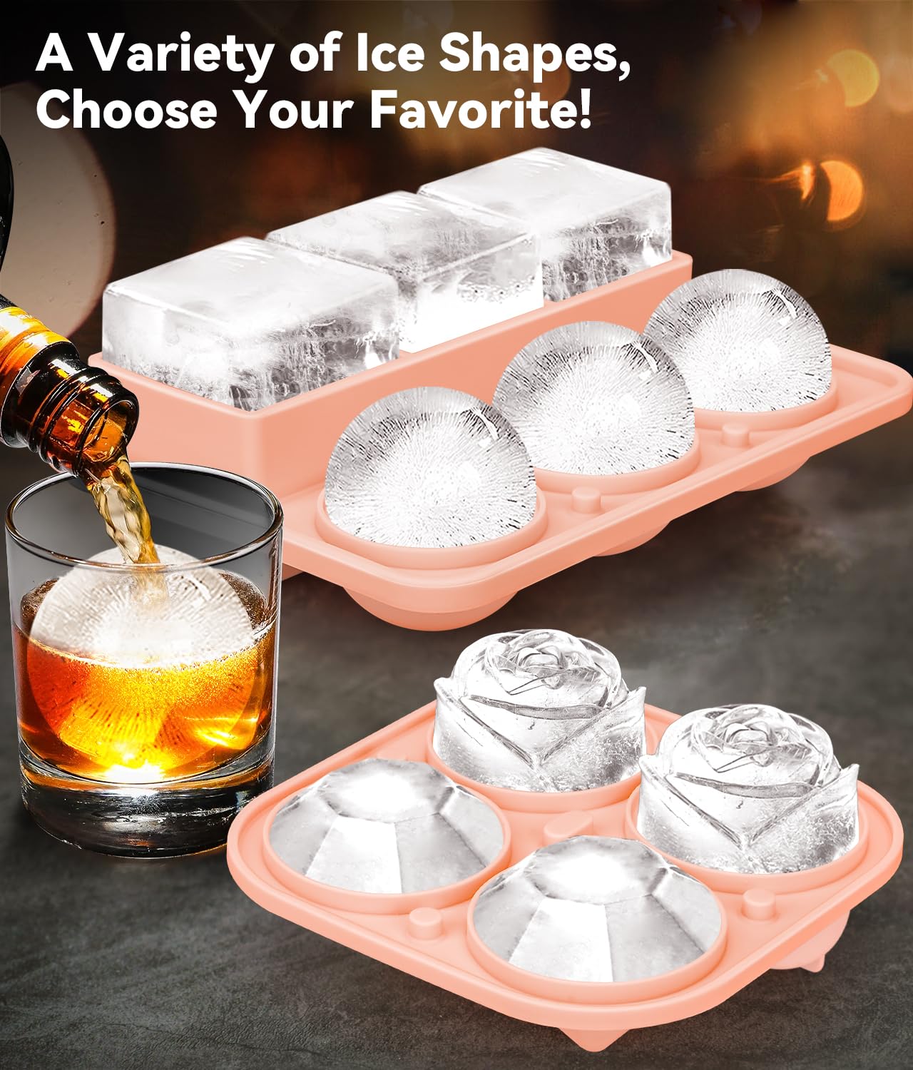 AMFOCUS molde de hielo cuadrado con tapa para porciones limpias y rápidas.