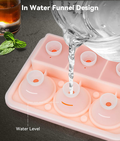 AMFOCUS molde de hielo rosa con tapa para cubos decorativos y diferenciadores.