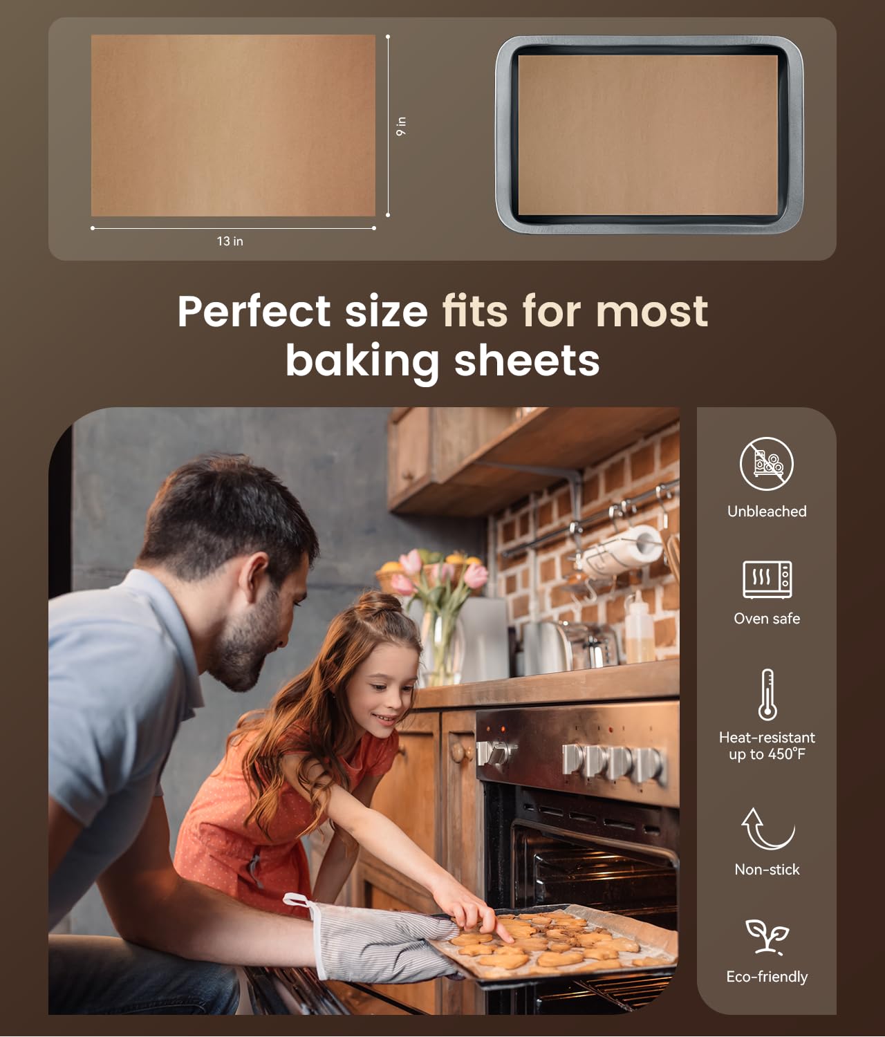 AMFOCUS papel antiadherente resiste aceite, facilita desmoldado de galletas y pasteles.