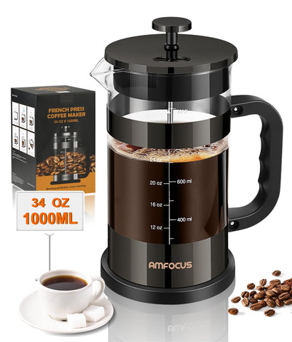 AMFOCUS Prensa Francesa 34oz, vista frontal para café aromático en casa