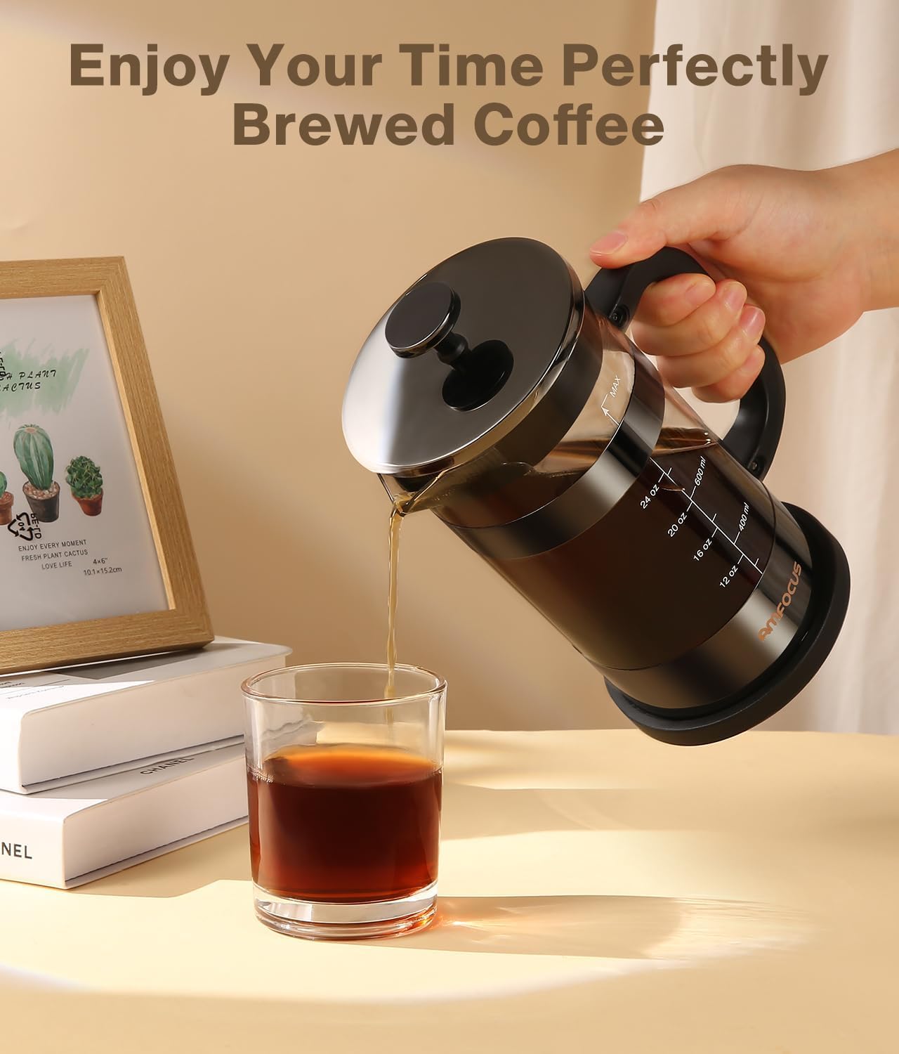 AMFOCUS Prensa Francesa 34oz, materiales durables y resistentes al calor