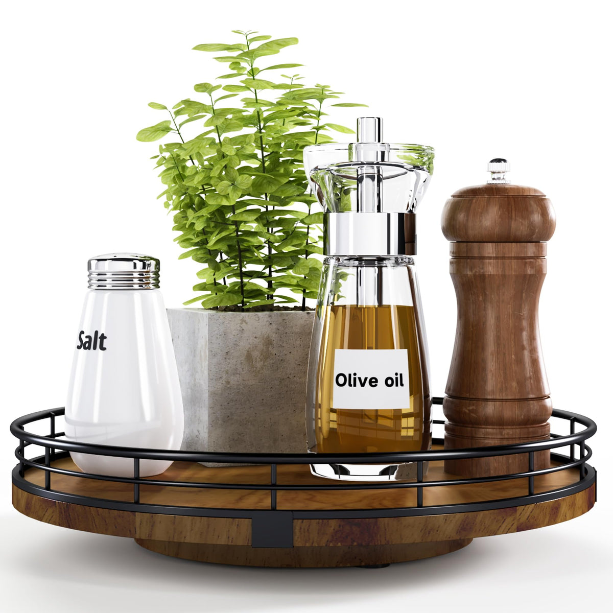 AMH Farmhouse Oak giratorio de 10 pulgadas en roble para cocina y despensa, diseño robusto