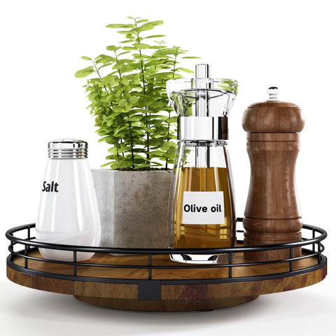 AMH Farmhouse Oak giratorio de 10 pulgadas en roble para cocina y despensa, diseño robusto